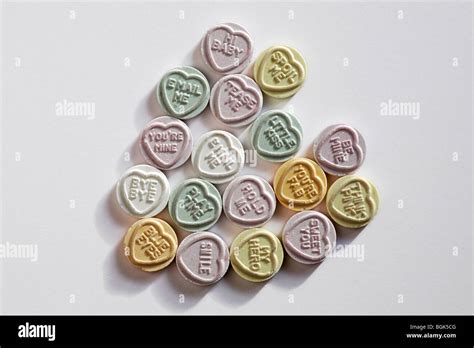 Sweetheart Sweet Heart Love Heart Sweets With Messages Arranged In A