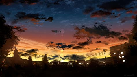 Anime Sky Sunrise Scenery 4k Hd Wallpaper Rare Gallery