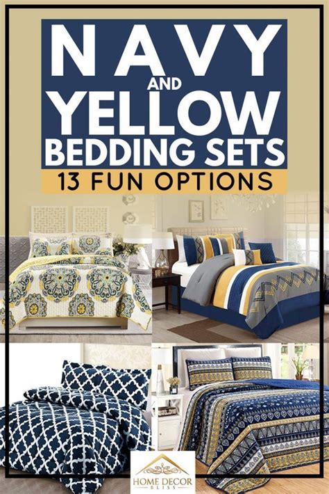 The Navy And Yellow Bedding Sets Are On Sale