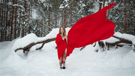 wallpaper askhat bardynov women outdoors snow tattoo model cold winter red 1920x1080
