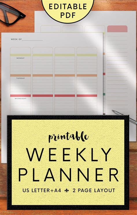 Plan Your Week In Style With This 2 Page Printable Weekly Planner Pdf