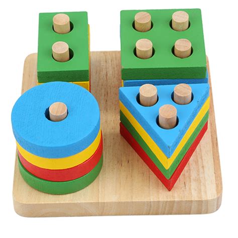 Baby Toys Montessori Wooden Geometric Sorting Board Blocks Kids