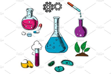 Science Experiment Objects Pre Designed Illustrator Graphics