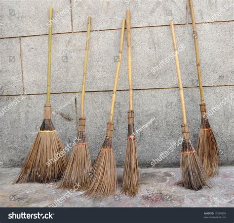 Row Leaning Brooms Stock Photo 17510359 Shutterstock