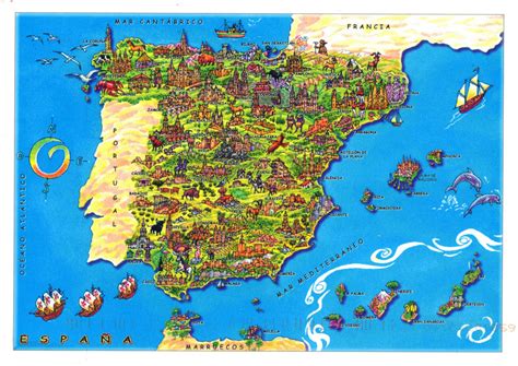 23042020 spain world map with pdf. Large tourist illustrated map of Spain | Spain | Europe ...