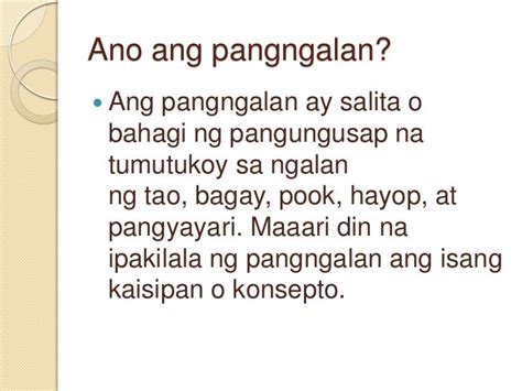 Ano Ang Ibig Sabihin Ng Pangngalan