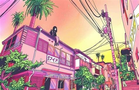 𝘺 𝘰 𝘴 𝘩 𝘪 𝘬 𝘰 よし Vaporwave Aesthetic Japan Illustration Anime Scenery