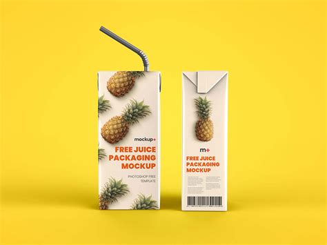 Free Juice Carton Packaging Box Mockup Psd