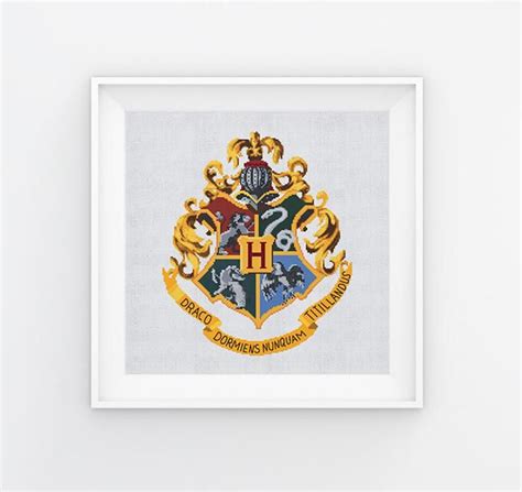 Hogwarts Cross Stitch Pattern Hogwarts Crest From Harry Etsy Stitch