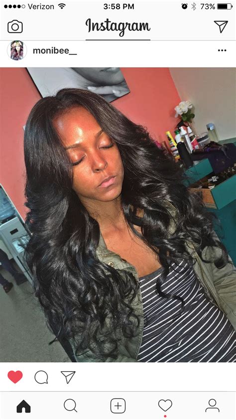 Curly Sew In Middle Part