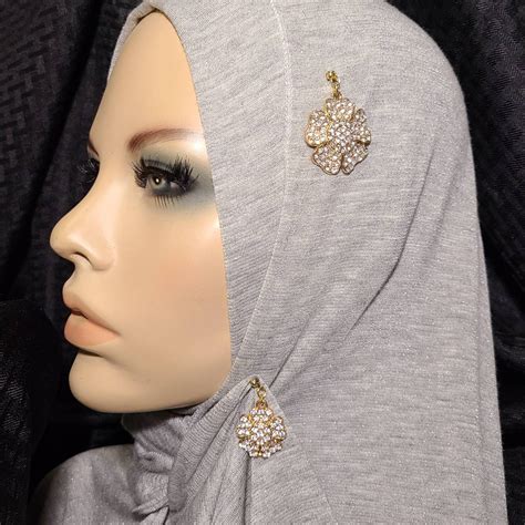 Set Of 2 Hijab Pins Large And Small Matching Gold Tone Etsy