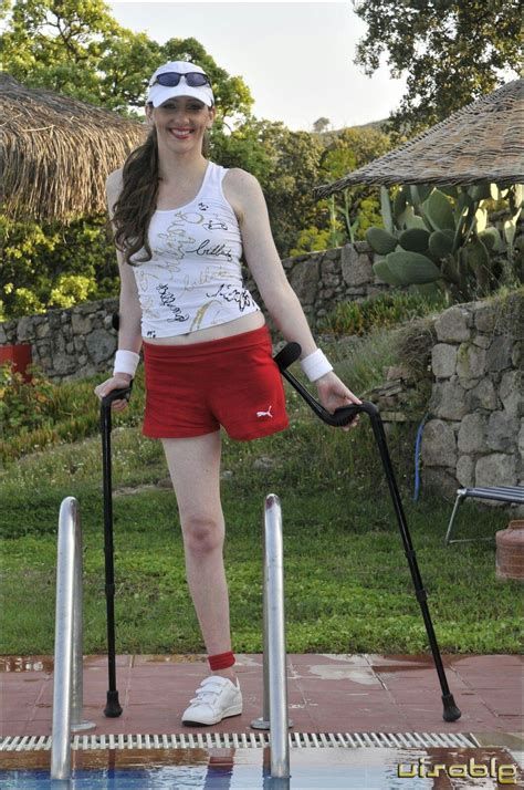 Leg Amputee Woman Crutches New