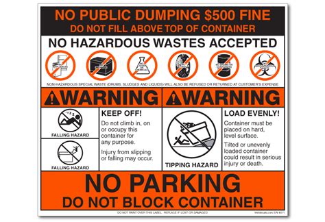 Multi Message Waste Stickers For Containers And Dumpsters Hhh