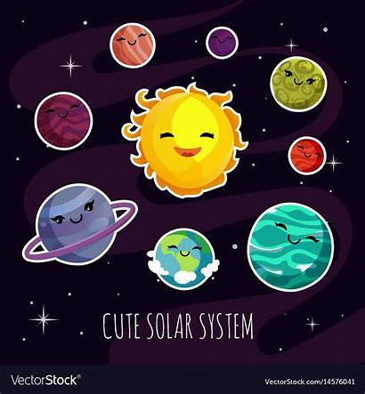 Planets Cartoon Solar Funny Stickers System Galaxy