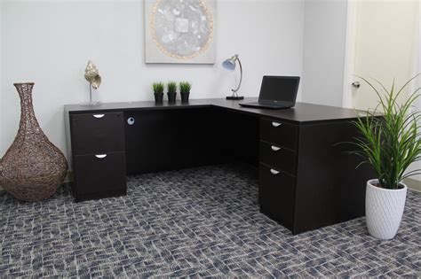 Mocha L Shaped Desk With Drawers Commerce Laminate By Boss Office