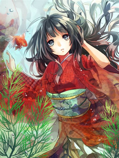 Fish Underwater Kimono Girl Art Beautiful Pictures