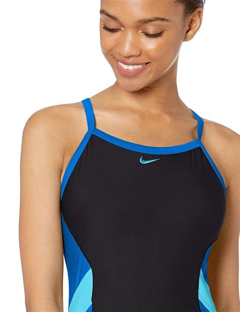 Nike Swim Womens Color Surge Crossback One Piece Swimsuit Black