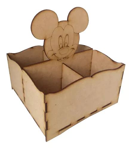 10 Caja Canasta Dulcero Mdf Mickey Rey Corona Mouse Envío Gratis