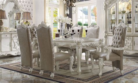 Versailles dining room in louis xvi style dining table and chairs versailles in louis xvi style Acme 7 Piece Versailles 4 Leg Dining Set In Bone White ...