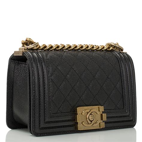 Chanel used men's underwear to make dresses. Chanel Small Boy Quilted Caviar Bag in Black with Gold ...