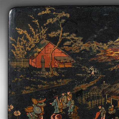 Antique Presentation Box Japanese Lacquered Hand Painted Oriental