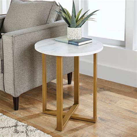 Typically used in the living room, end tables and side tables can serve multiple purposes. Modern Living Room Nightstand Faux Marble Top Round Gold Steel Base Side Table | eBay