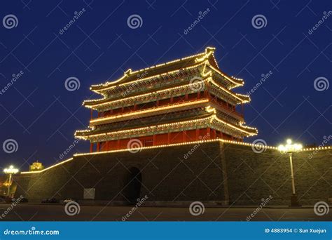 Chinese Gate Tower In Beijing Stock Photo Image Of Light History