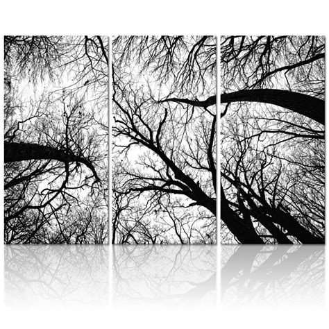 Black And White Tree Forest Painting Canvas Wall Art Picture Wall Decor