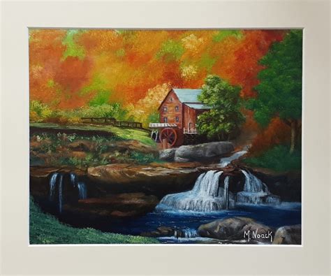Old Mill Stream 14×11 Matted Oil Painting Spiritual Classes By Mary Noack