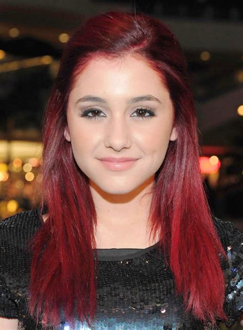 Pictures Of Ariana Grande Red Half Up Half Down Hairstyle For Straight Hair