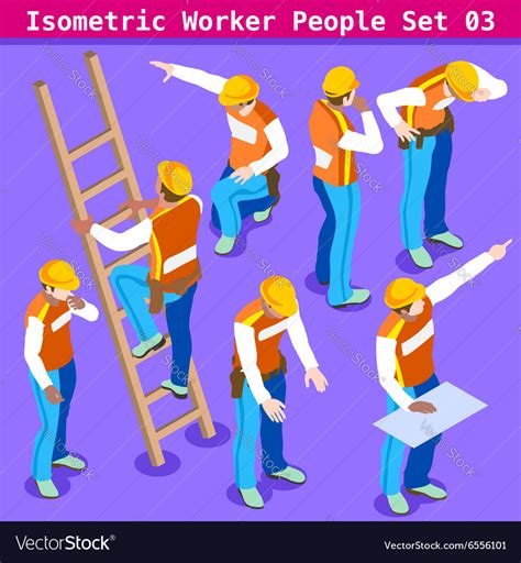 Construction 03 People Isometric Royalty Free Vector Image