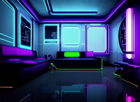 Cyberpunk Living Room Aesthetic Space Cyberpunk Room