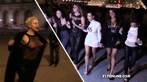 Kim Kardashians Bachelorette Party Goes Nipples Out Boobs At The Louvre