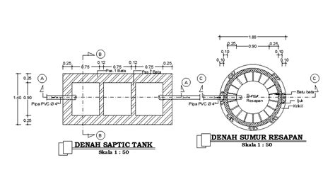 Septic tank untuk rumah terpisah dibagi dengan kriteria yang ditetapkan: Denah septic tank detail is presented in this AutoCAD drawing file. Download this 2 d AutoCAD ...