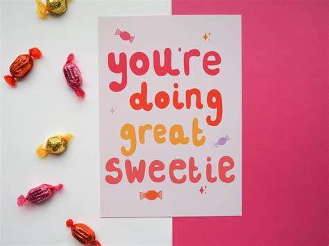 Youre Doing Great Sweetie A4 Print Hand Lettered Etsy