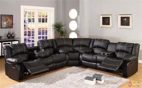 black faux leather reclining motion sectional sofa