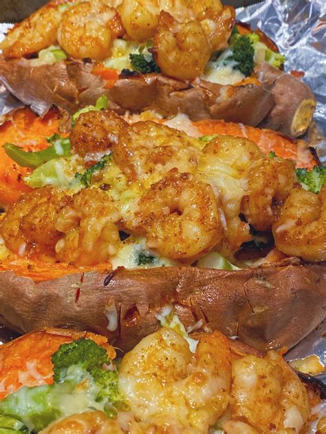 Cheesy Shrimp And Broccoli Stuffed Sweet Potatoes Itsjoitomyworld