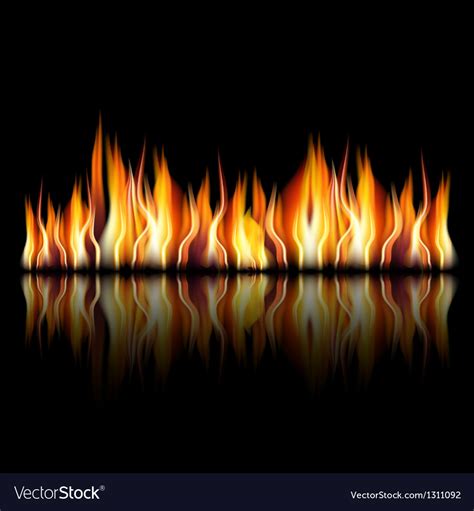 Burning Fire Flame On Black Background Royalty Free Vector