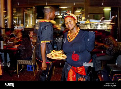 African Waitress In An African Restaurant Cape Town Western Cape