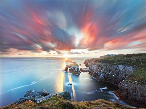 wallpaper sunlight landscape sunset sea bay nature shore reflection sky clouds