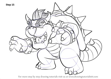 Learn How To Draw Bowser From Super Mario Super Mario Step By Step