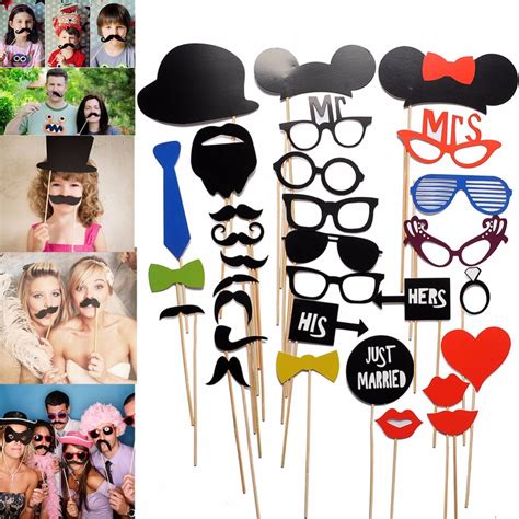 31pcs New Diy Face Funny Masks Photo Booth Props Photography Mustache