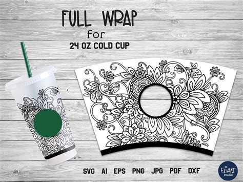 Cup Wrap Svg Summer Svg Full Floral Cold Cup Wrap Svg So Fontsy
