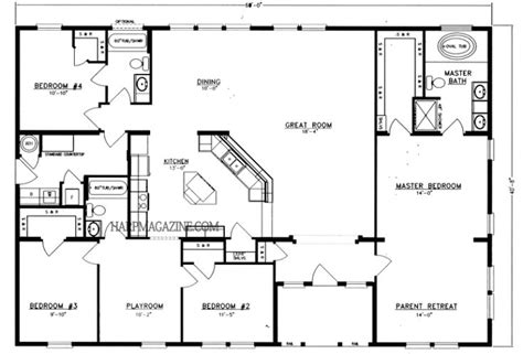 Barndominium Floor Plans 40x60′ 2400 Sq Ft 5 Bed 2 Bath