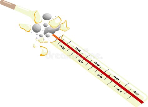 Broken Thermometer With Mercury Poured Out Stock Vector Illustration