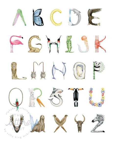 Animal Alphabet Print The Letter Nest Animal Alphabet Alphabet