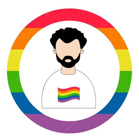 premium vector man gay on round lgbt pride flag in rainbow colors lgbtq symbol gay parade
