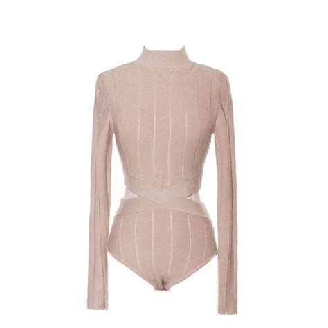 Cutout Bodysuit Nude Love Liked On Polyvore Featuring Tops Cutout Top