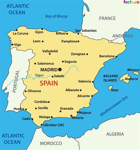 Kaart Van Spaanse Steden Grote Steden En Hoofdstad Van Spanje