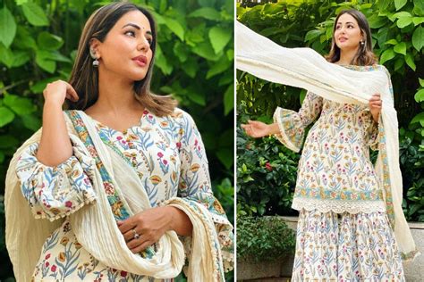 Hina Khan In A White Floral Sharara Set Teaches Us How To Look